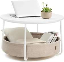 Round Coffee Table with Fabric Basket, Fits Seamlessly in Your Living Room - Mumbai - India