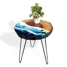 Round Epoxy Coffee Table, Unique Live Edge Epoxy Coffee Table, Rustic Coffee Tab