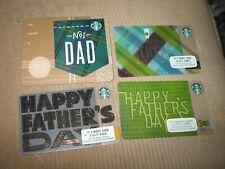 4 STARBUCKS HAPPY FATHER'S DAY GIFT CARDS - ASSORTED YEARS - BRAND NEW !