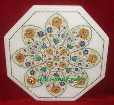 24'' white Marble table top coffee Malachite flower pattern Inlay home decor