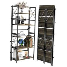 Folding Bookshelf,Foldable Display Shelves,5 Tier Vintage Industrial Book - Mumbai - India