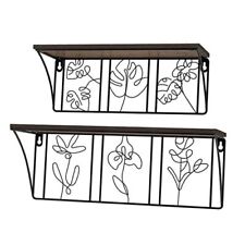 Plant Wall Art Floating Shelves Set of 2, Minimalist Metal Plants Brown&black - East Syracuse - US