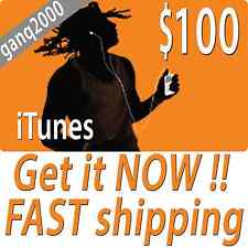 $100 APPLE US iTUNES CARD gift certificate FAST FREE worldwide shipping