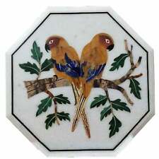 18 antique white Marble side center wall Table Top bird Stones Inlay lapis k11"