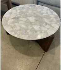 White Quartz Agate Coffee Table, Center Agate Hallway Furniture For Home Decor