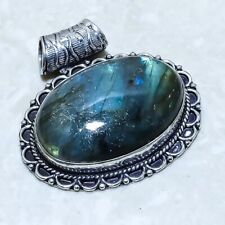 Flashy Labradorite Gemstone Handmade Ethnic Silver Jewelry Pendant 1.5 PLG12698"