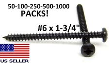 50/100/250/500! (#6 x 1-3/4) Wood Screws Steel Black Oxide Phillips Pan Head HF - Johnstown - US"