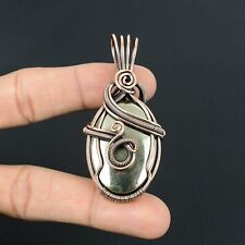 Unique Golden Apache Pyrite Gemstone Handmade Jewelry Copper Wire Wrap Pendant