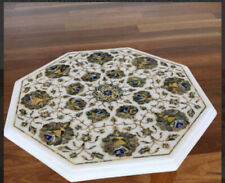 18'' white Marble Center corner Table Top Inlay malachite antique l4