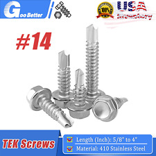 #14 Hex Washer Head Self Drilling Tapping TEK Screws 410 Stainless Steel - Ontario - US