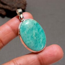 Natural Amazonite Gemstone Handmade 925 Sterling Silver Pendant Jewelry For Gift