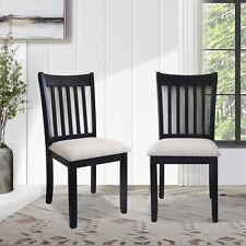 Set of 2 Dining Chair Upholstered Kitchen Dining Room Chair with Wood Leg Black - US