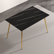 Modern minimalist rectangular black imitation marble dining table - Mumbai - India