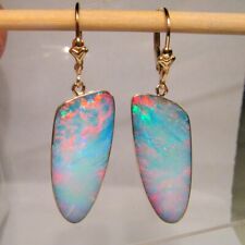 Silver Gold Plated Earrings Oval White Fire Opal Ear Hook Drop Women Jewelry