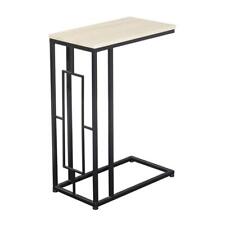 Litton Lane End Table 10 x 19" x 26" Wood C-Shaped Cream w/ Black Metal Base - Toronto - Canada"