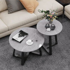 WISFOR 2PCS Round Nesting Coffee Table Dark Grey Marble Table for Sofa Side Home - Toronto - Canada