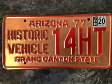 Vintage Arizona 1977 Historical Vehicle License Plate Copper Decor Collector