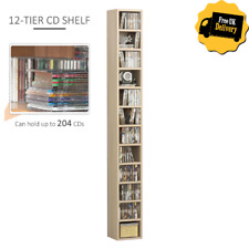 Tall Media Collection Bookcase Wooden Storage CD DVD Video Game Display Shelves