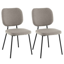 Set of 2 Modern Fabric Dining Chairs Padded Kitchen Armless Accent Chair Grey - Fontana - US