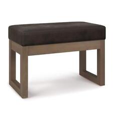 Simpli Home Ottoman 26.2 Modern Rectangle Faux Leather Distressed Dark Brown - US"