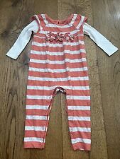 Tea Collection Baby Girls One-Piece Romper Size 12-18 Months, Cream/Red Orange