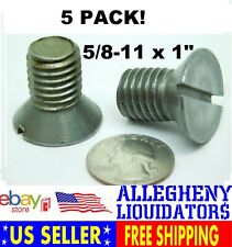 5 PACK! NEW 5/8-11 X 1" FLAT HEAD SLOTTED SCREW PLAIN STEEL FREE SHIPPING! NH - Johnstown - US"