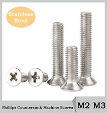 M2/M3x3-50mm Phillips Countersunk Machine Screws Stainless Steel Flat Head Bolts - CN