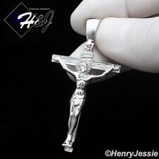 MEN WOMEN SOLID 925 STERLING SILVER CZ JESUS CHRIST CROSS CRUCIFIX PENDANT*SP423