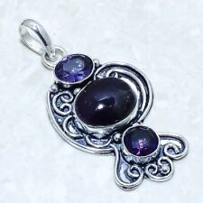 African Amethyst Gemstone Handmade Ethnic Silver Jewelry Pendant 2.1 PRJ14379"