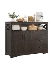 Modern Farmhouse Buffet Cabinet with Drawers & Shelves 15.75Dx47.25"Wx37.6"H" - Ontario - US"