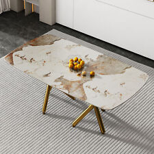 minimalist dining table gold-plated metal leg 0.39 imitation marble tabletop - Fontana - US