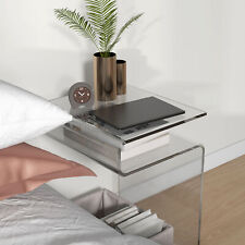 2-Tier Transparent Modern Acrylic Side Table Minimalist S-Shaped End Table - US