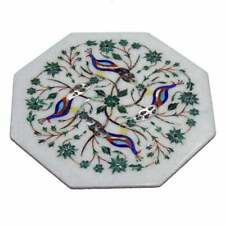 12 White Marble Table Top center Coffee Inlay lapis pietra dura peacock k16"