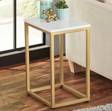 Mainstays End Table, White Top with Gold Frame Modern Minimalistic - Toronto - Canada