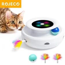 2 in 1 Smart Cat Toys Automatic Feather Set 5 Modes Electronic Interactive Pet - US