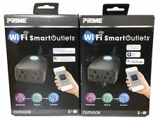 2pk Prime Outdoor Smart Outlet 2X Wifi Remote Control Work w/Google Home & Alexa - Salem - US