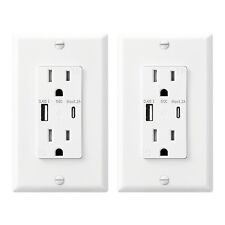 [2-Pack] USB Type C Wall Outlet Duplex Receptacle 15A, Smart 4.2A Quick Charging - Northridge - US