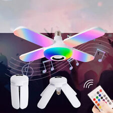 E27 RGB Color Bluetooth Speaker Music Lamp Remote Fan Shape Smart LED Light Bulb - Walnut - US