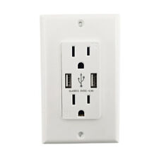 Duplex Receptacle 15 Amp, Smart 4.8A,USB Charger Wall Outlet Dual High Speed - Walnut - US