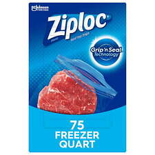 Ziploc® Brand Freezer Bags with Grip 'n Seal Technology, Quart, 75 Count