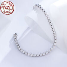 CWWZircons CZ Round Tennis Chain Bracelet 925 Sterling Silver Wedding Jewelry