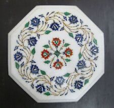 15 marble side table floral lapis semi precious handicraft Inlay work decor"