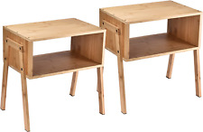 Bamboo Stackable Nightstand Set of 2-16 Inches Natural Wood Matching Side Table - Toronto - Canada