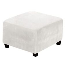 Square Ottoman Slipcover Stretch Velvet Folding Storage Stool Furniture Ivory - Toronto - Canada