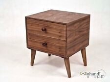 Wooden Drawer Bedside Table - Moroccan Brown Minimalist Walnut Wood Table - Toronto - Canada