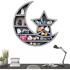 Wooden Moon Floating Shelf for Crystals Stones,Wall Décor for Living Room,Office - Toronto - Canada