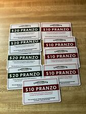 Lot Of 9 Carrabas Restaurant Meal Cards Total 130.00