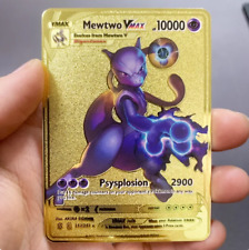 NEW Pokémon Cards Mewtwo VMAX TCG GOLD Metal Pokémon Card Display / Gift