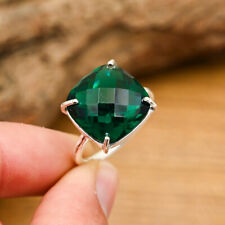 925 Sterling Silver Emerald Gemstone Ring Handmade Jewelry Women Band Gift A67