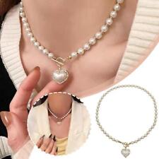 Heart Trend Women Girls Jewelry Korean Necklace Pendant Pearl Chain Choker N8S1